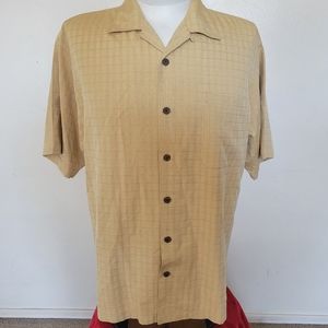 Tommy Bahama Patterned Gold Colored Button Down Shirt